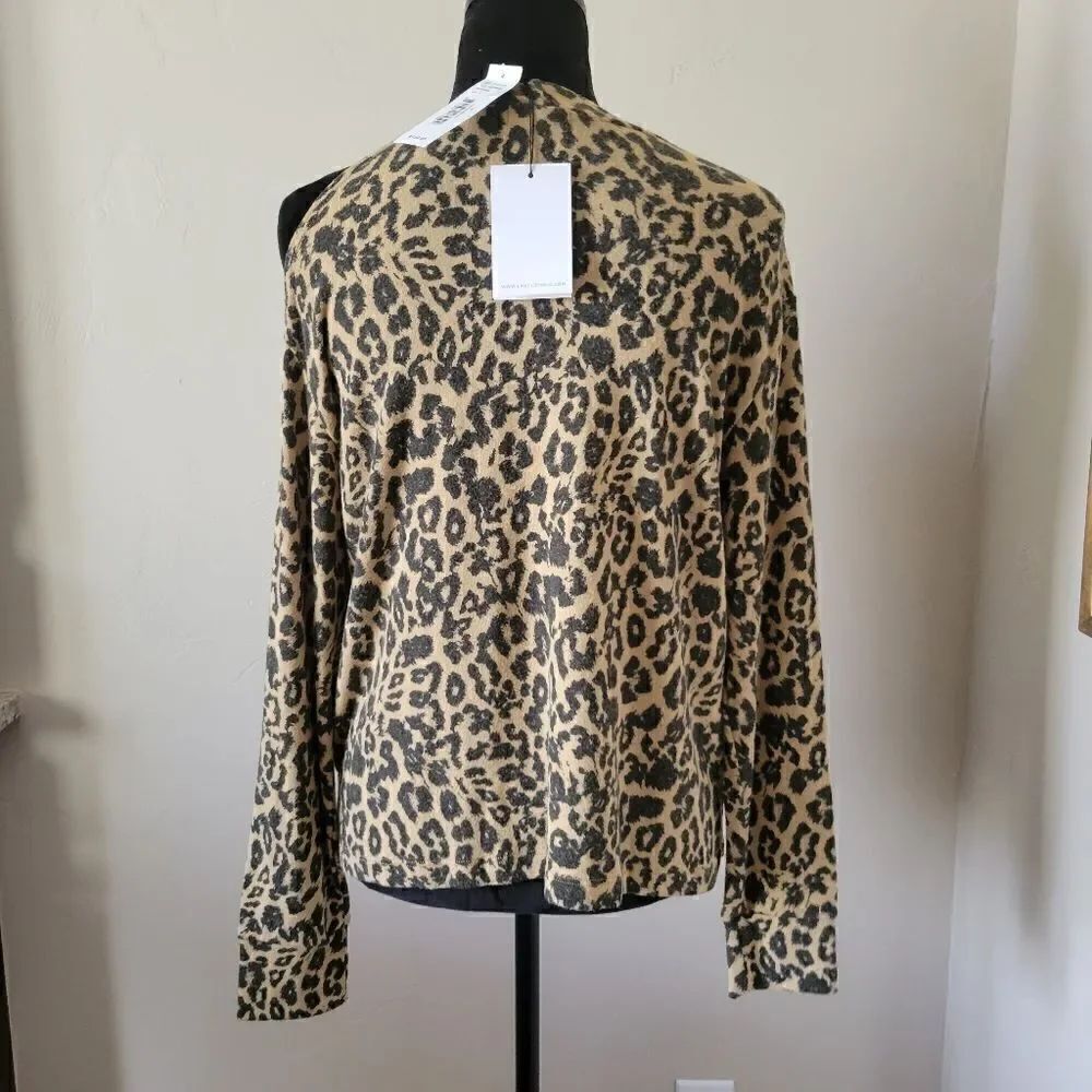 NEW LNA Leopard Cold shoulder Top Shirt size S - Picture 9 of 10